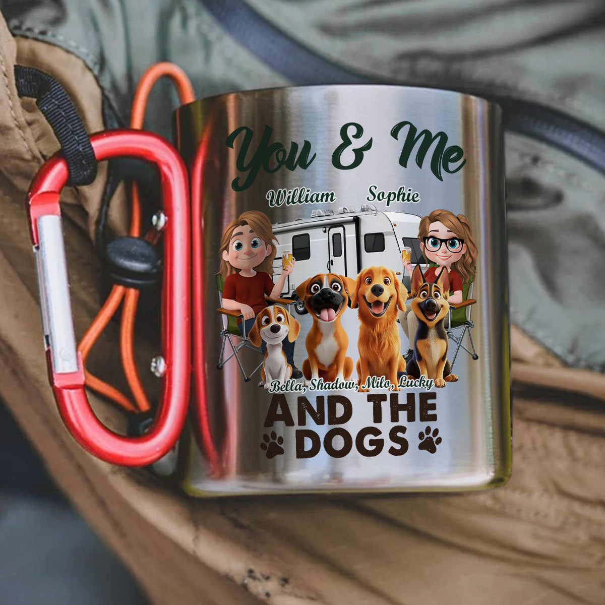 You & Me And The Dog - Personalized Custom Carabiner Mug