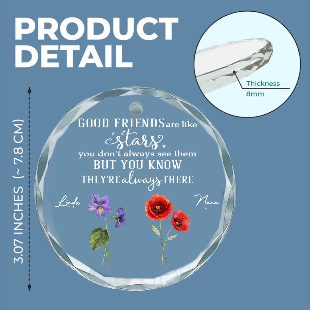 Friends Like Stars - Personalized Custom Glass Ornament