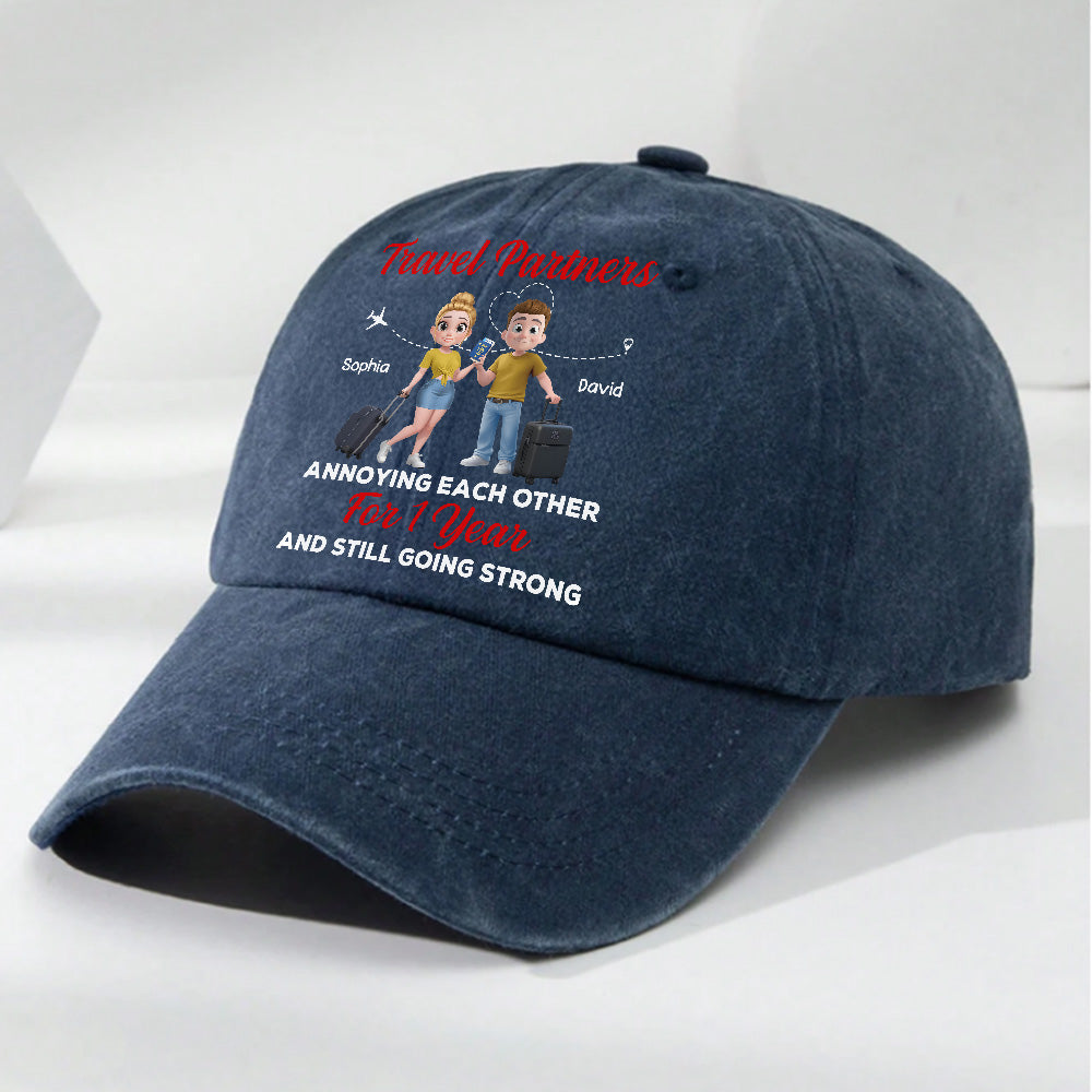 Travel Partners - Personalized Custom Vintage Washed Denim Cap