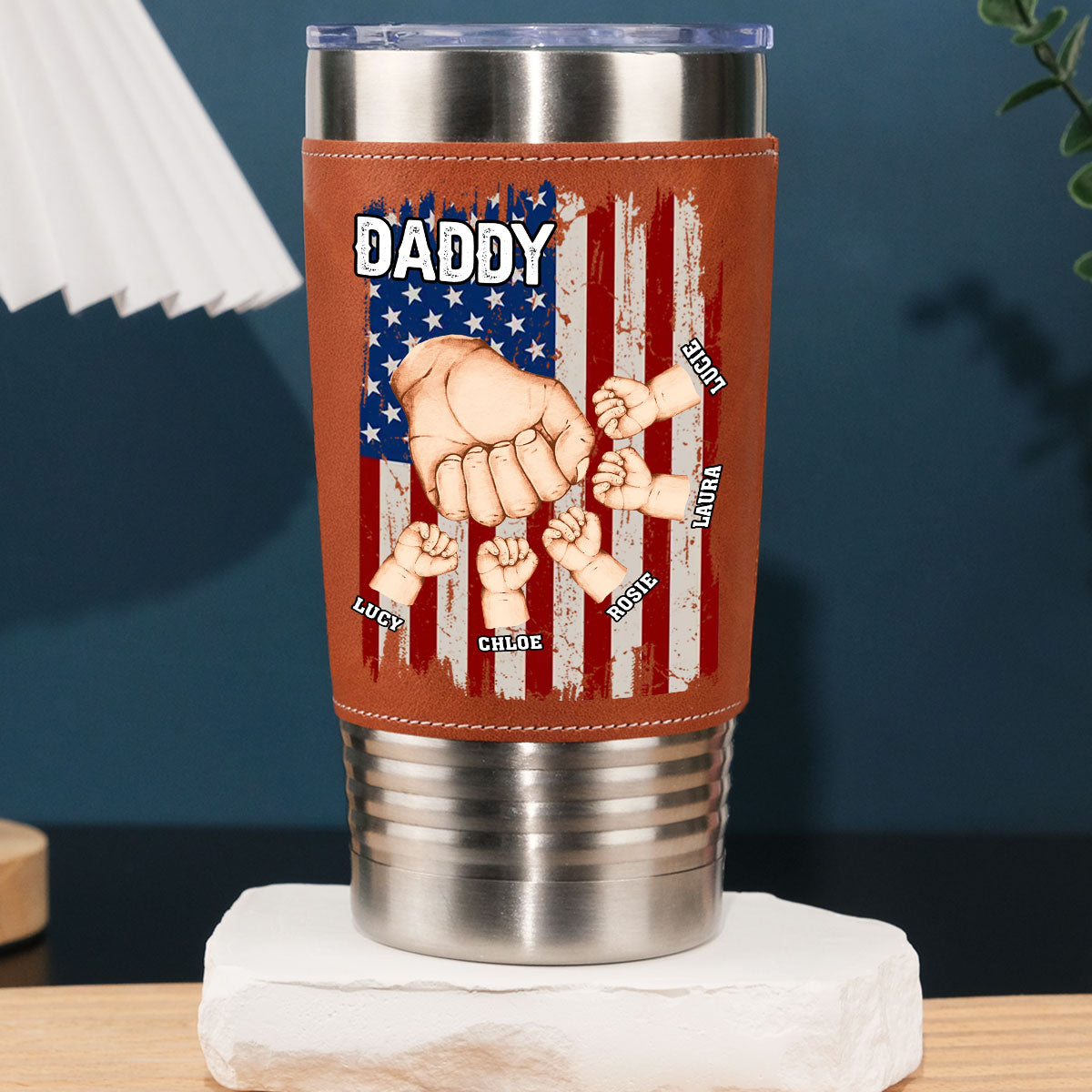 Best Dad Ever - Personalized Custom Leather Tumbler