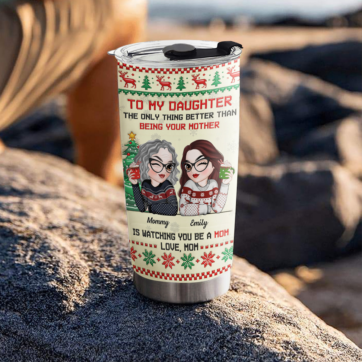 To My Daughter Merry Christmas - Personalized Custom 3D Inflated Effect Tumbler