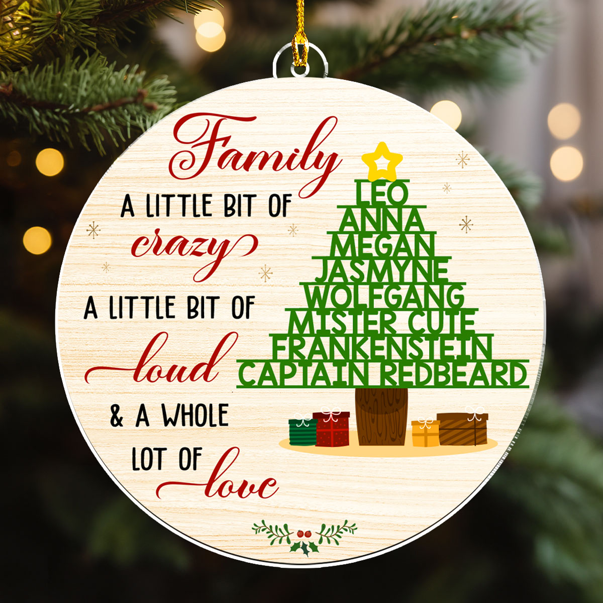 Family A Little Bit Crazy - Personalized Custom Acrylic Ornament