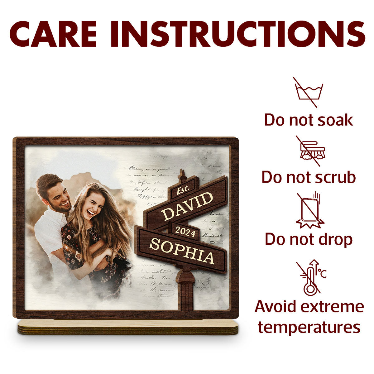 Always Love - Personalized Custom 2-Layer Wood Plaque With Flat Base