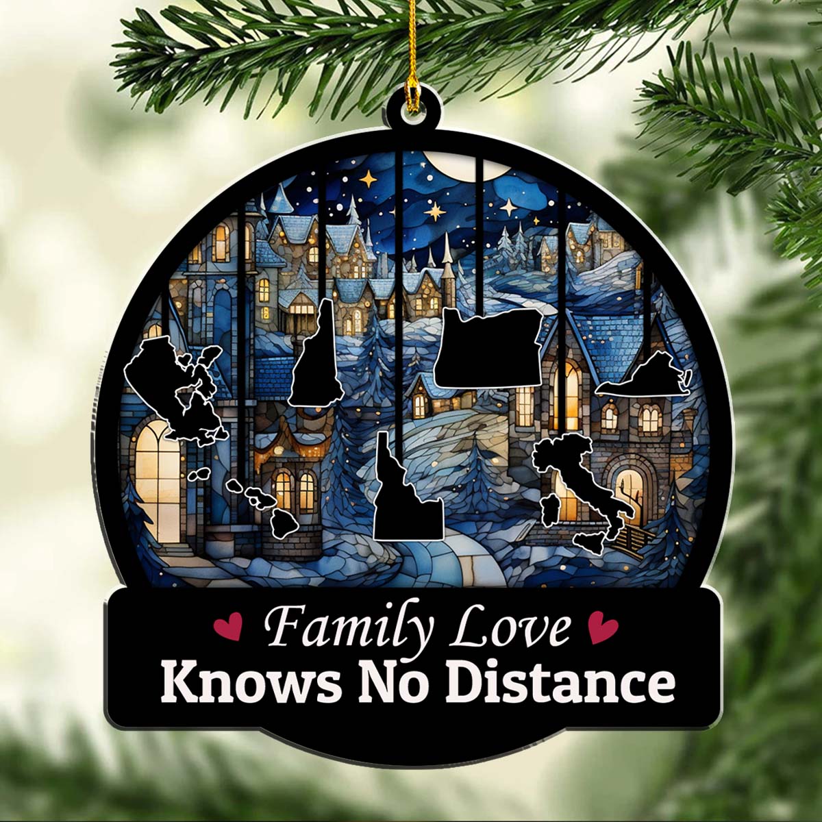 Family Love Knows No Distance Ver 3 - Personalized Custom Acrylic Ornament