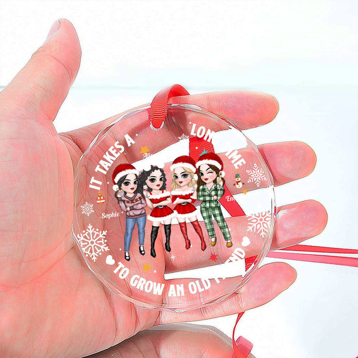 Besties Christmas - Personalized Custom Glass Ornament