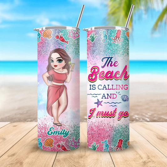 Beach Lover - Personalized Custom Skinny Tumbler