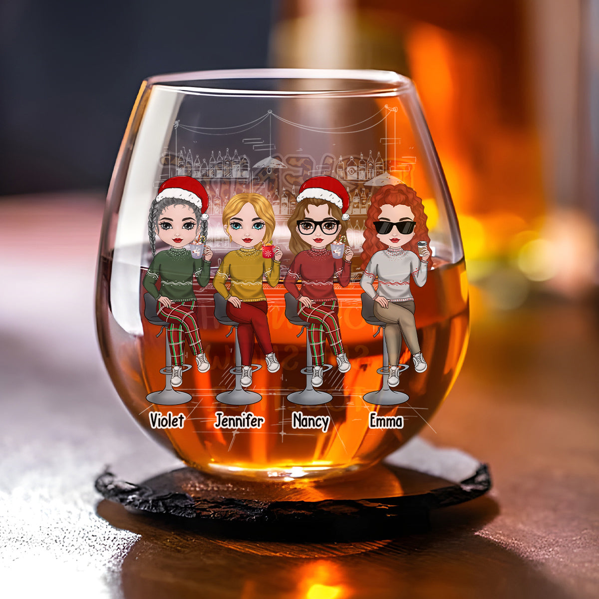 Friends And Alcohol - Personalized Custom Wine Glass