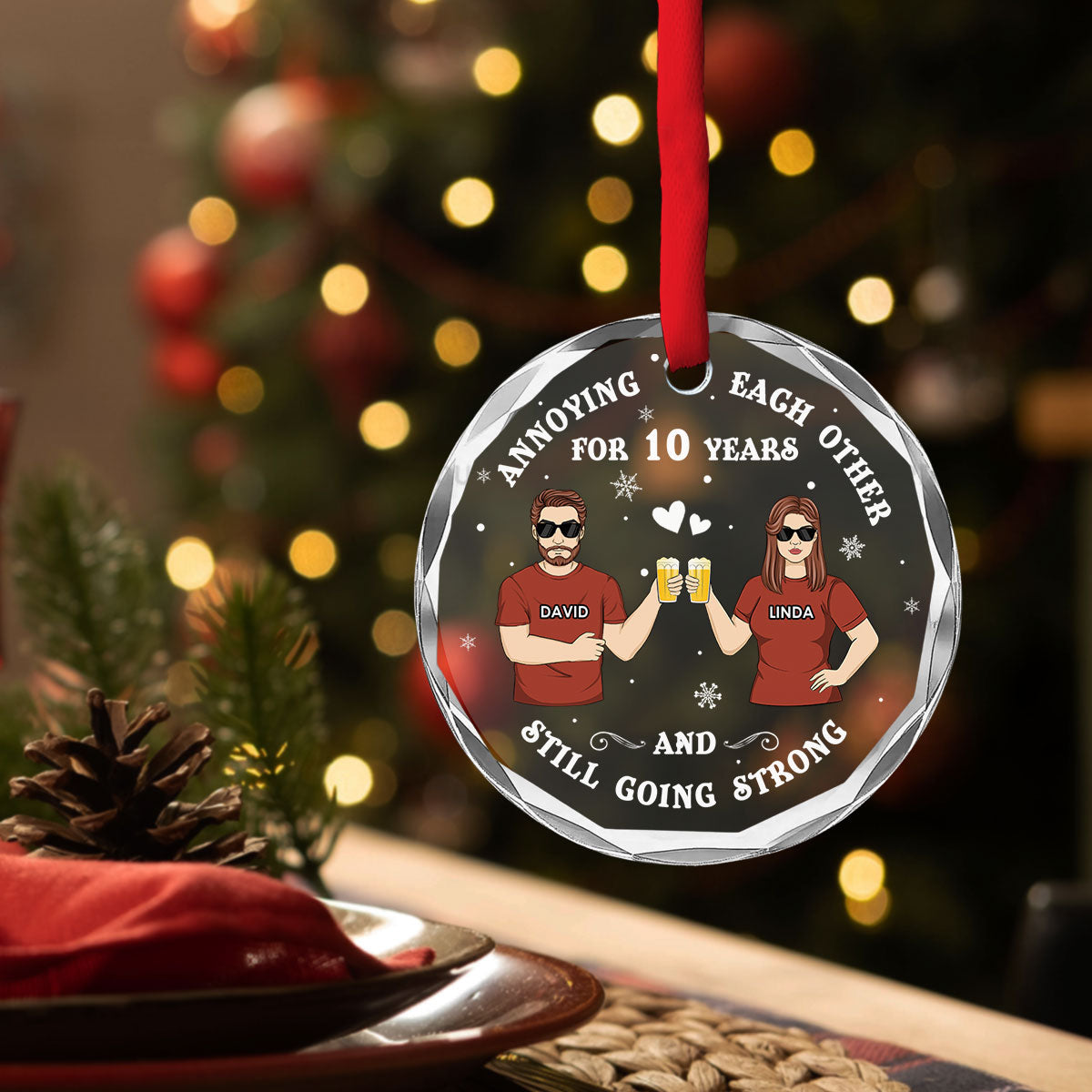 Annoying Each Other - Personalized Custom Glass Ornament