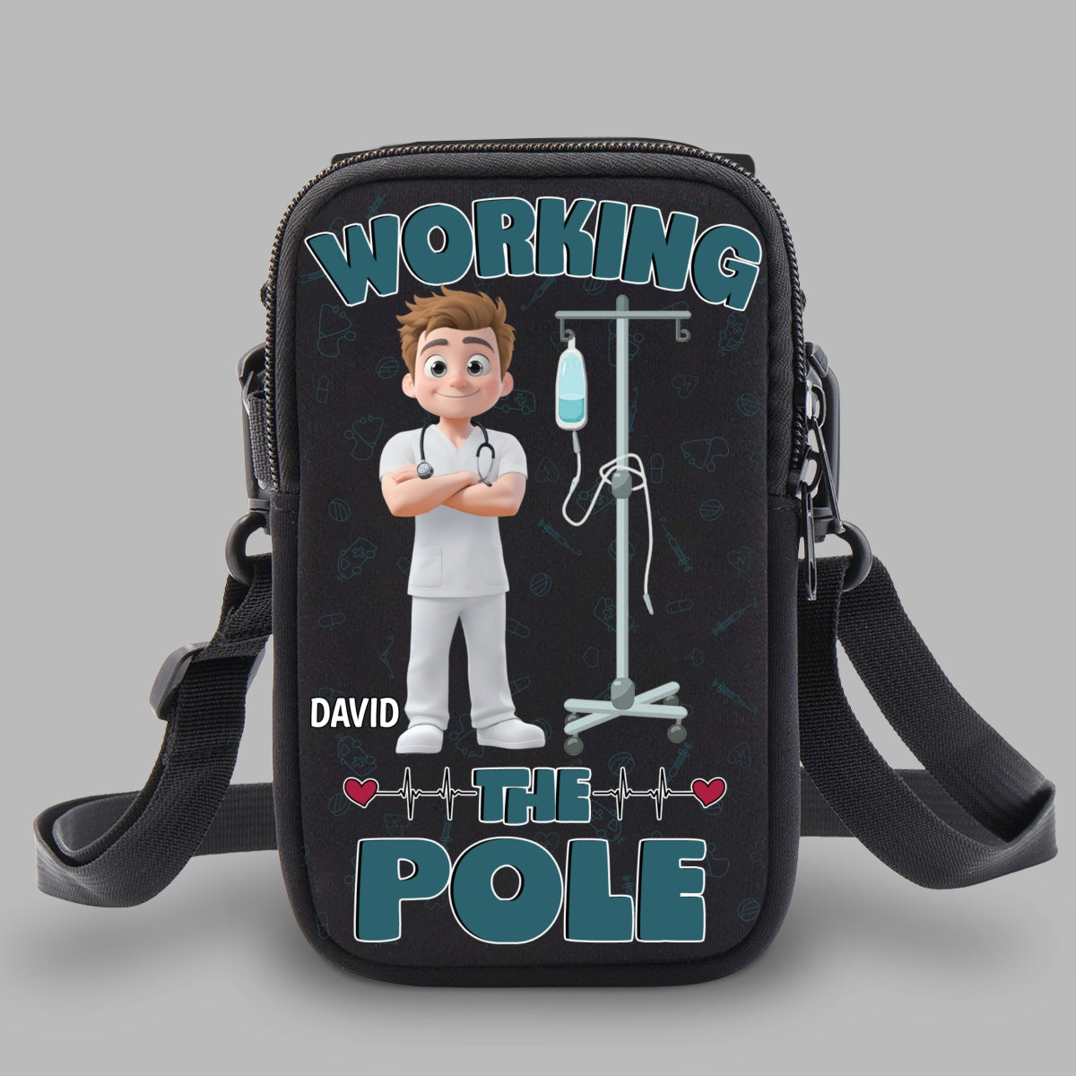 Working The Pole With Care - Personalized Custom Water Bottle Carrier Bag