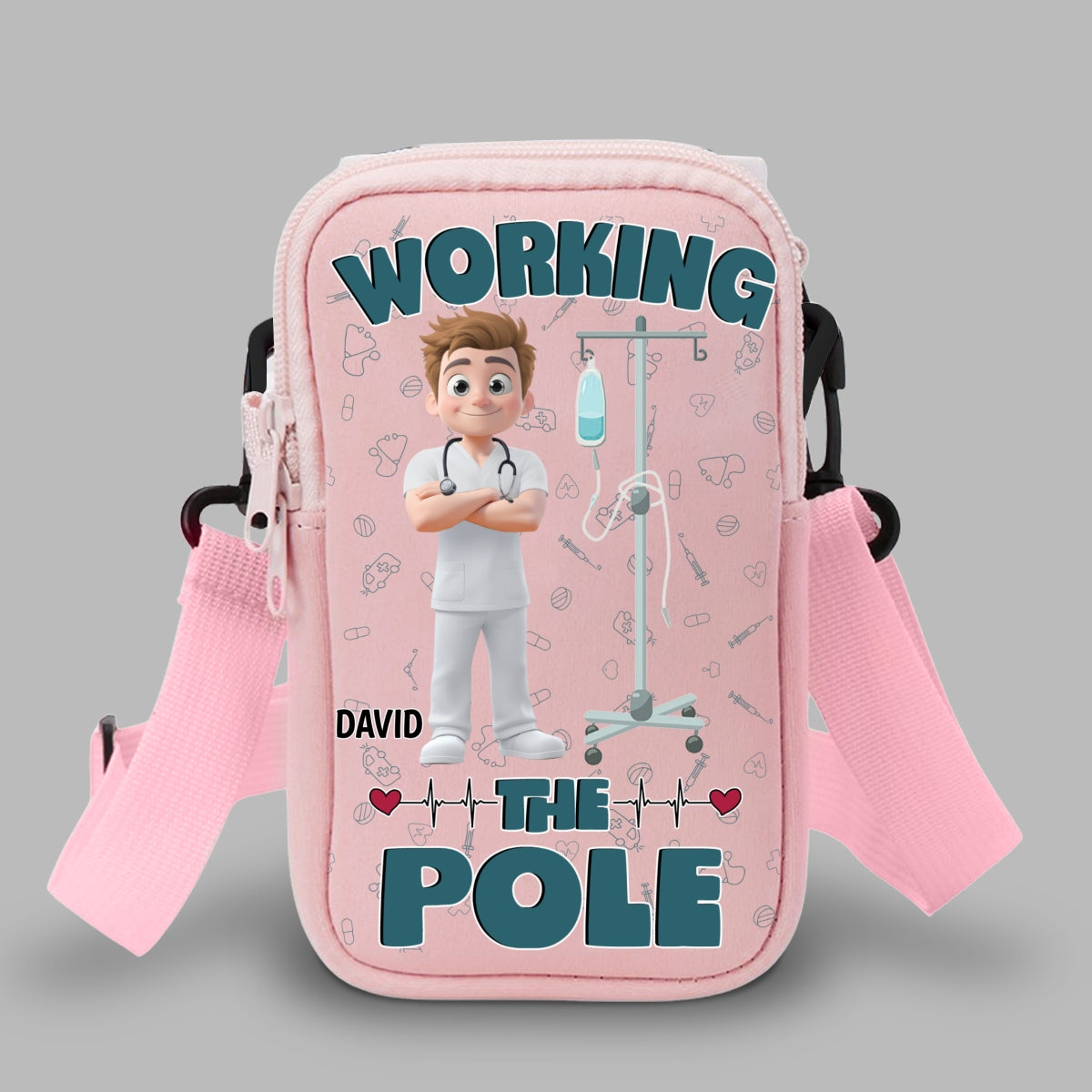 Working The Pole With Care - Personalized Custom Water Bottle Carrier Bag