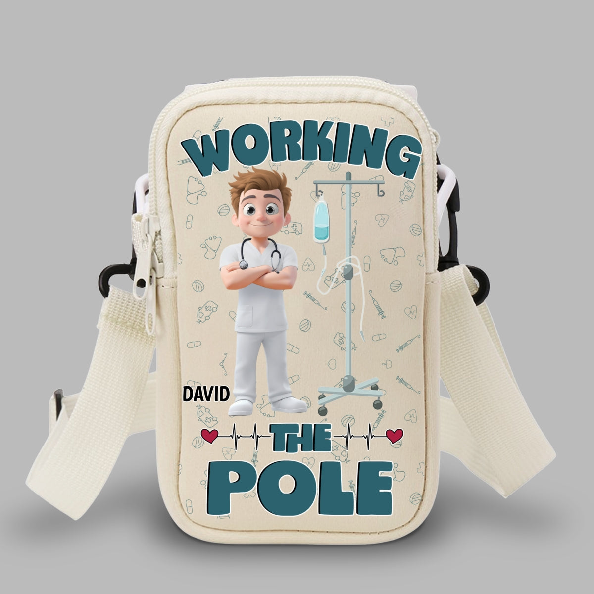 Working The Pole With Care - Personalized Custom Water Bottle Carrier Bag