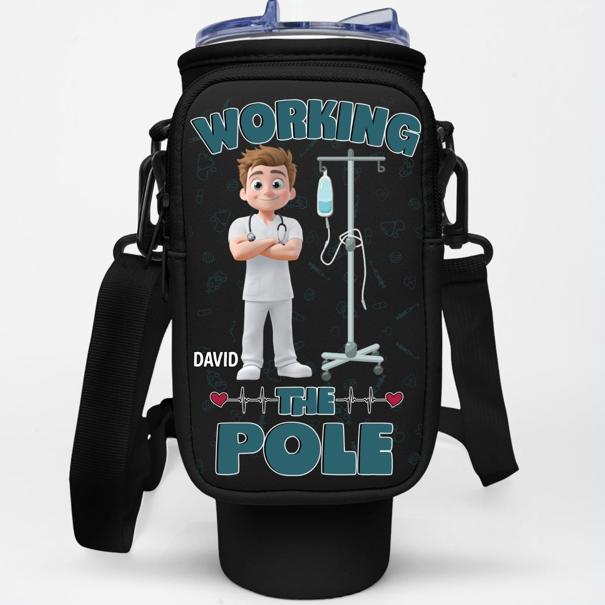Working The Pole With Care - Personalized Custom Water Bottle Carrier Bag