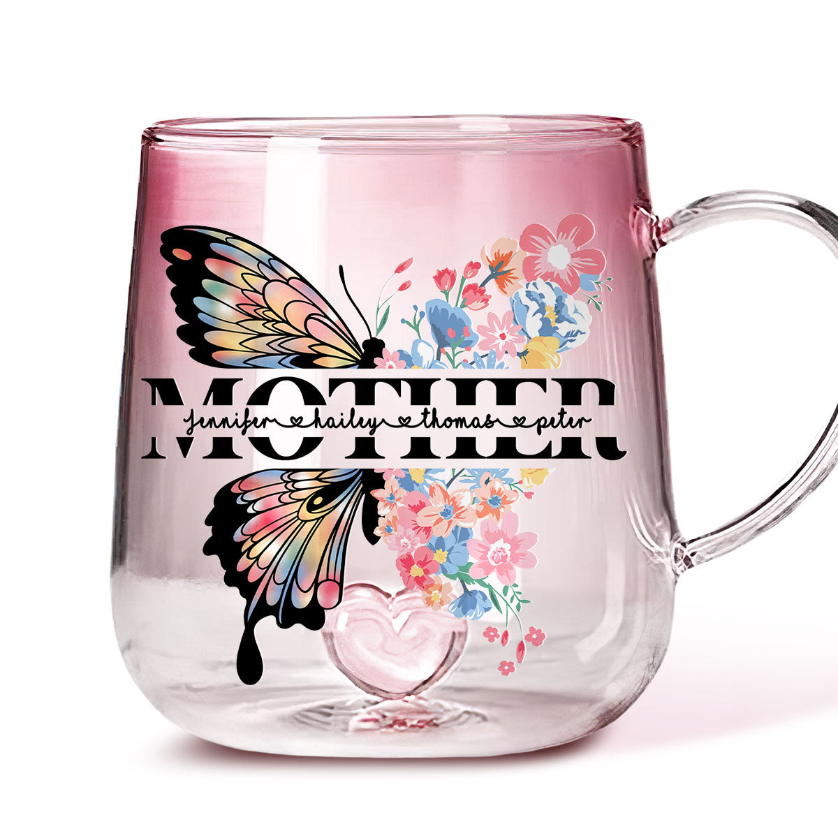 Lovely Butterfly - Personalized Custom Pink Gradient Glass Mug