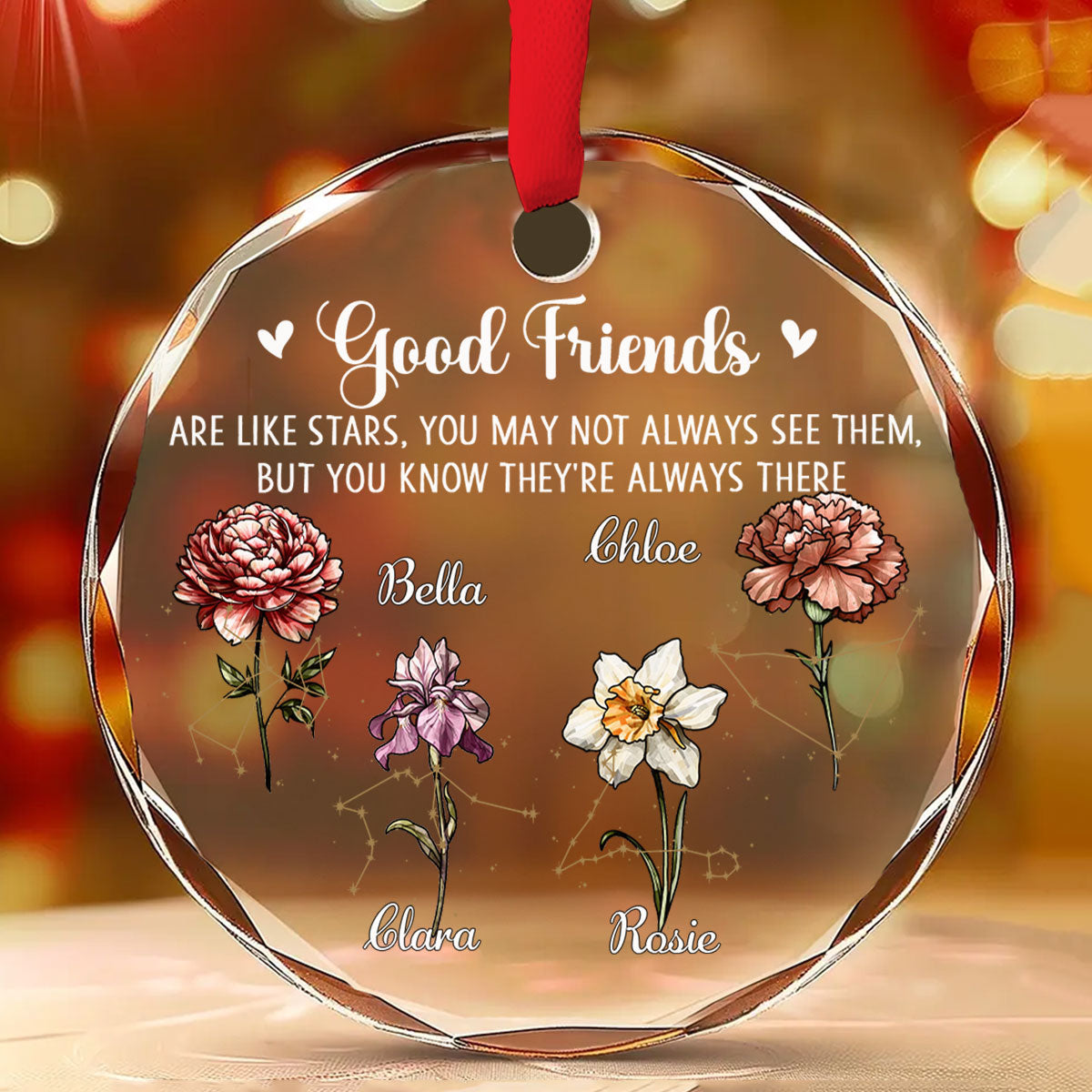 Friendship Glows Like Shining Stars - Personalized Custom Glass Ornament