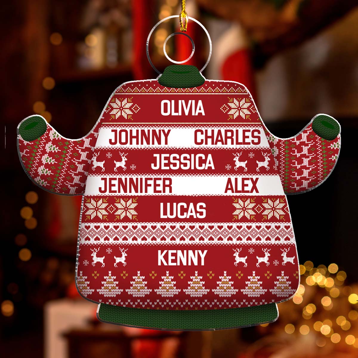 Family Names Festive - Personalized Custom Acrylic Ornament