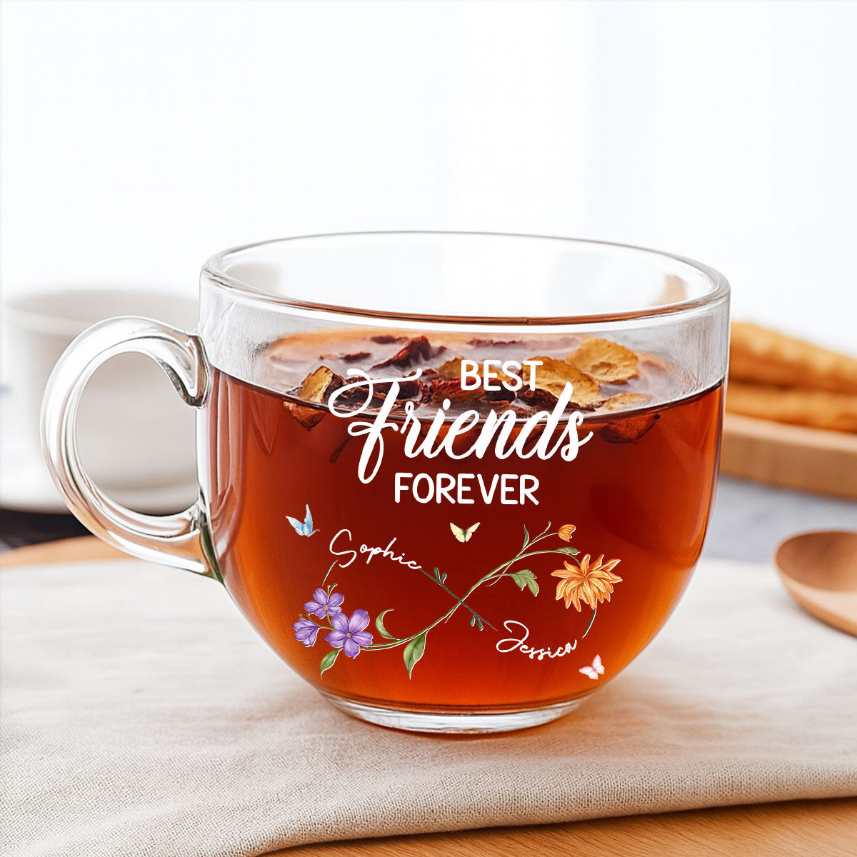 Best Friends Forever - Personalized Custom Glass Tea Cup