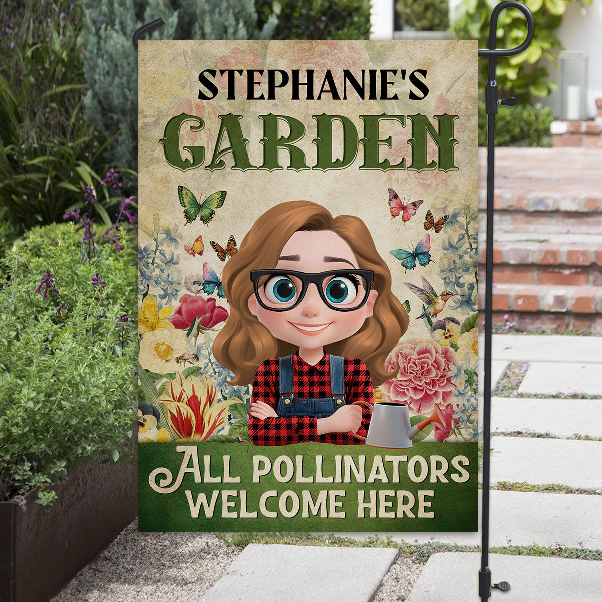 Welcome Here All Pollinators - Personalized Custom Flag