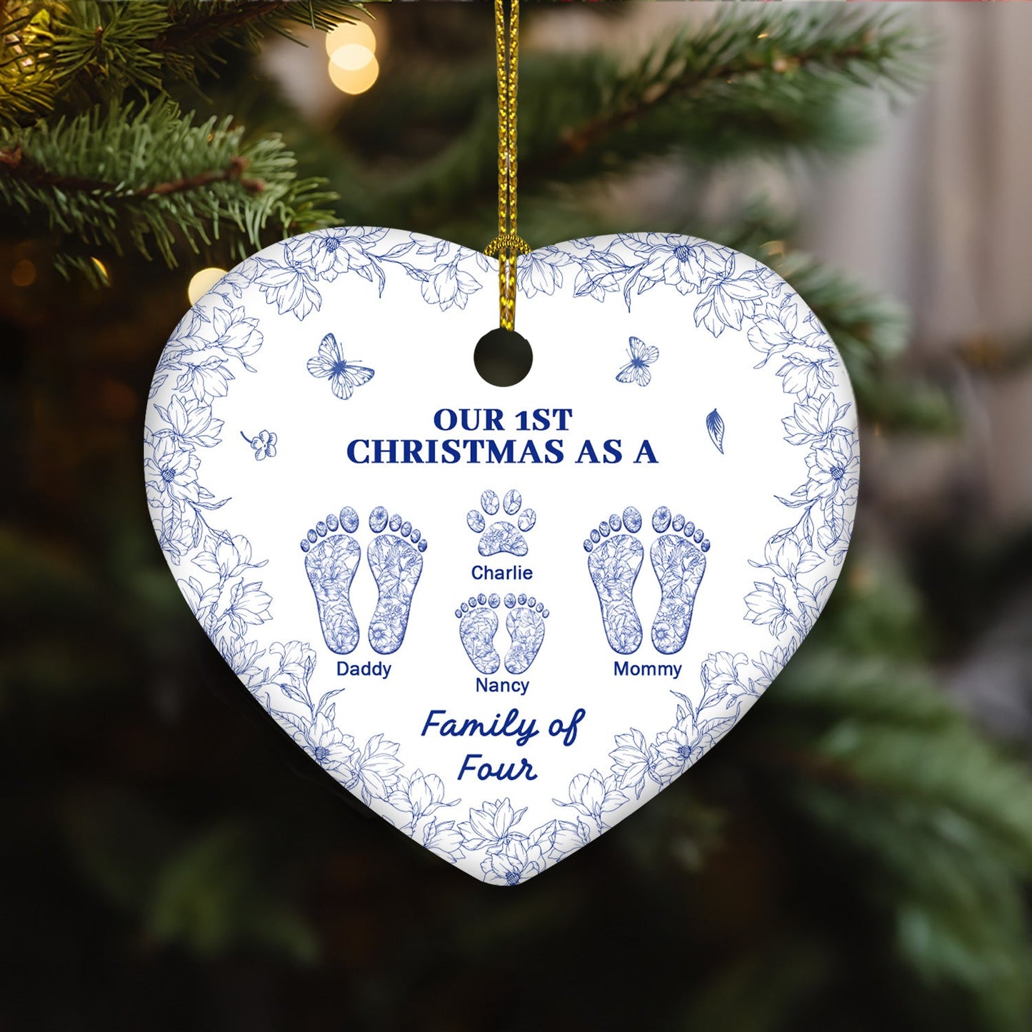 Grateful To Have Family - Personalized Custom Ceramic Ornament