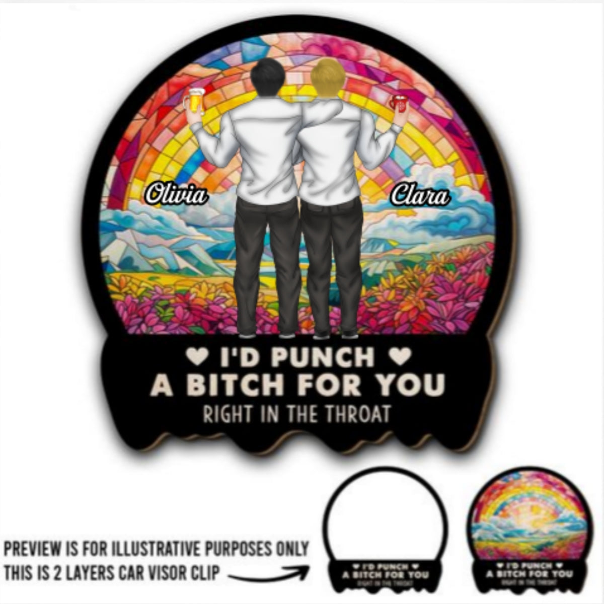 A Punch for Best Friends - Personalized Custom Car Visor Clip