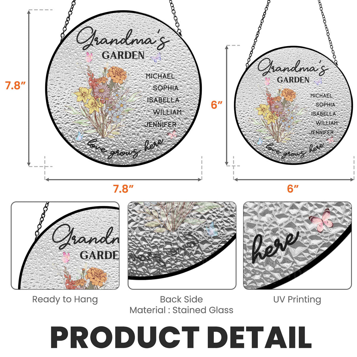 Floral Garden - Personalized Custom Window Hanging Suncatcher