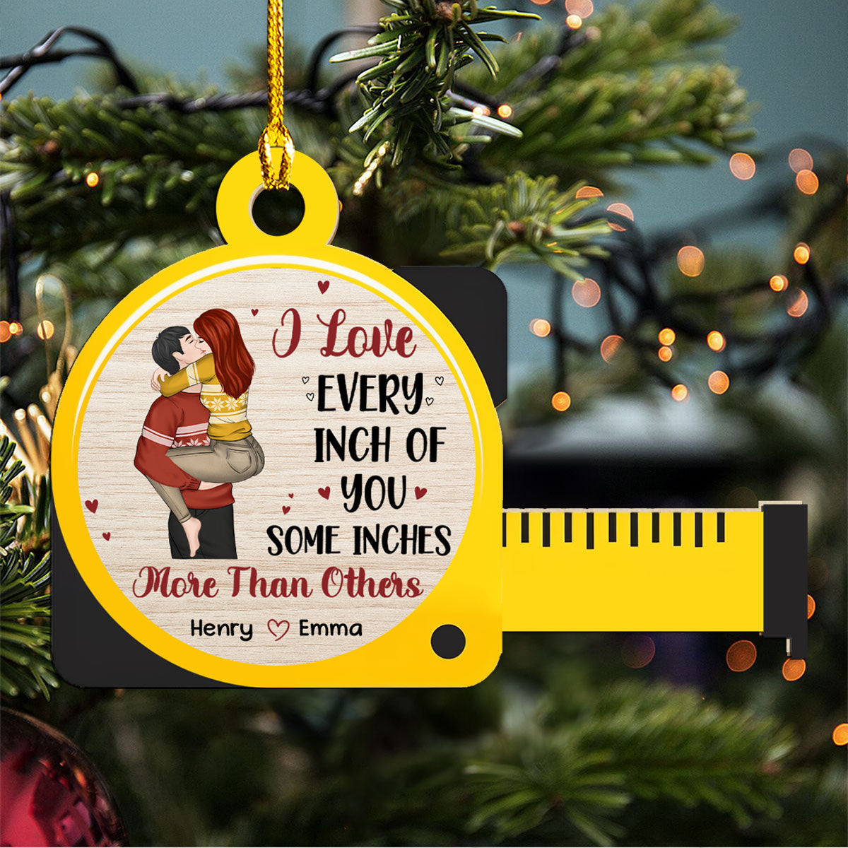 I Love Every Inch Of You - Personalized Custom Wood Ornament