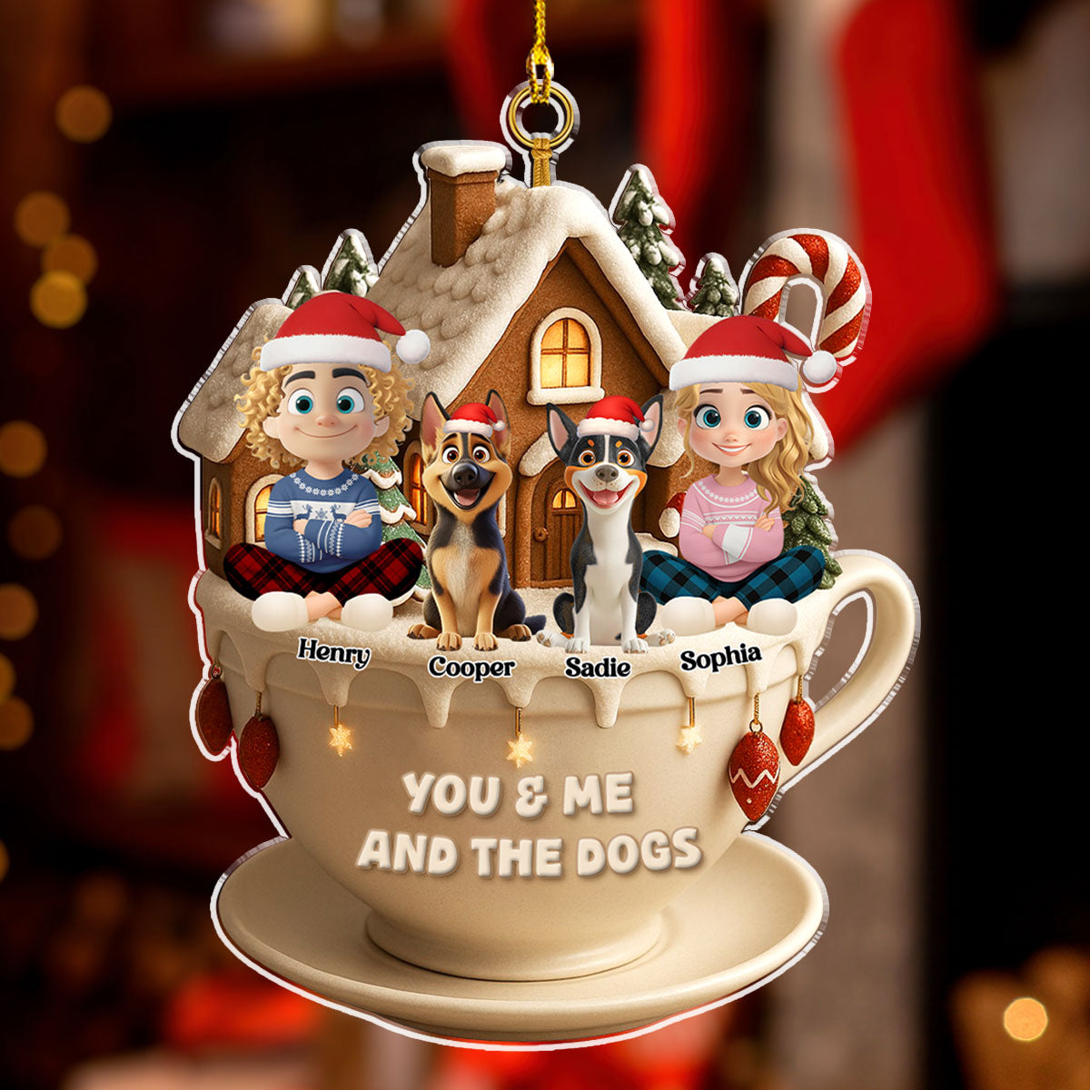 Christmas Tea Cup House - Personalized Custom Acrylic Ornament