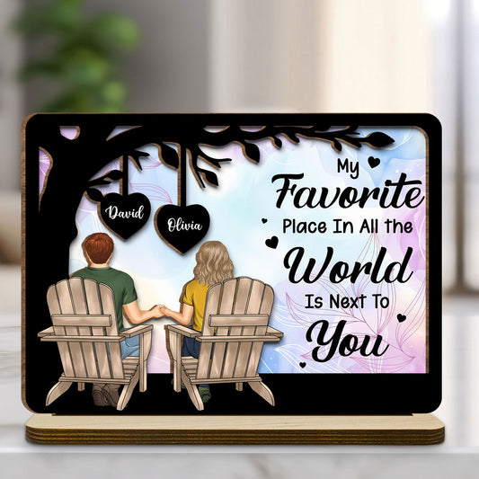 My Favorite Place - Personalized Custom 2-Layer Wood Plaque With Flat Base