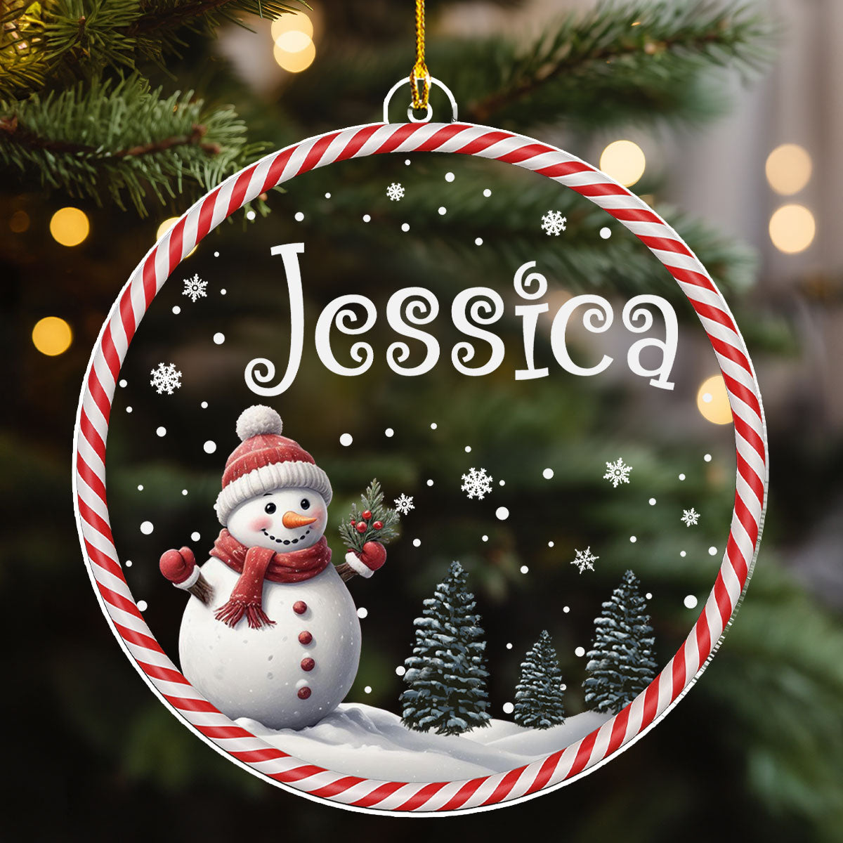 Happy Christmas Snowman - Personalized Custom Acrylic Ornament