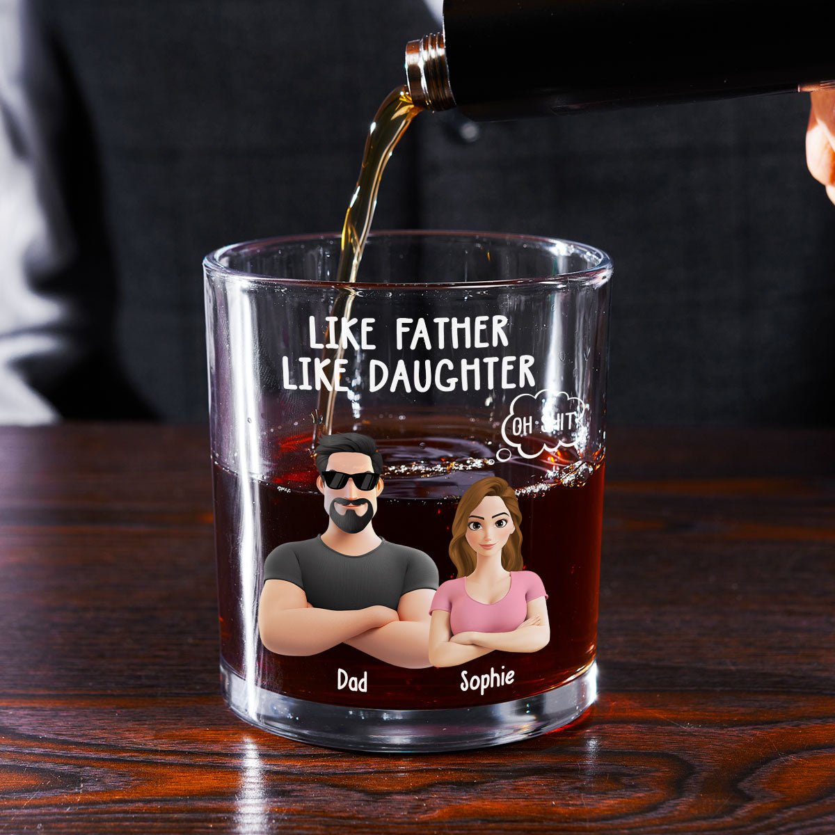 Like Father Like Daughter - Personalized Custom Whiskey Glass