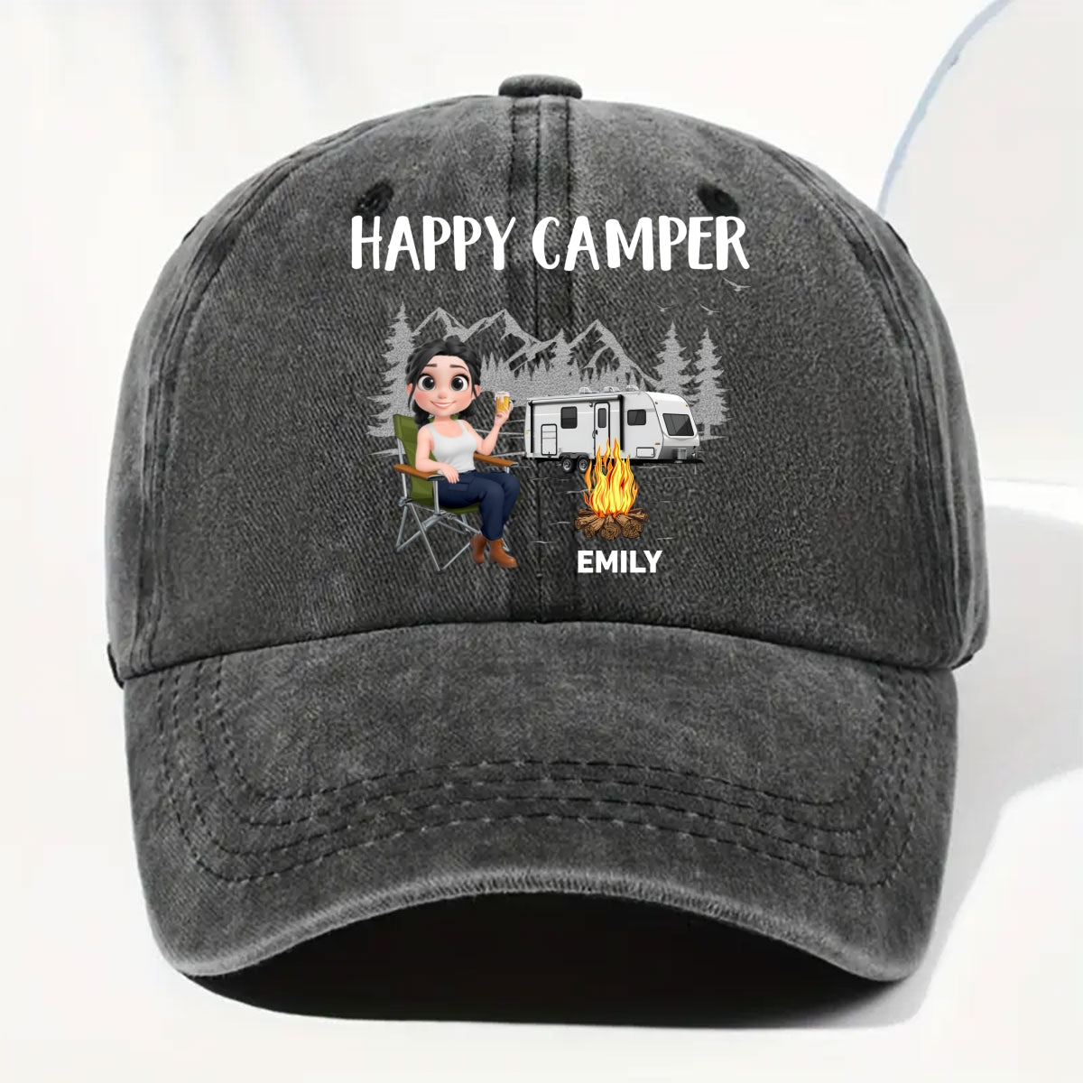Life Is Better Around A Campfire - Personalized Custom Vintage Washed Denim Cap