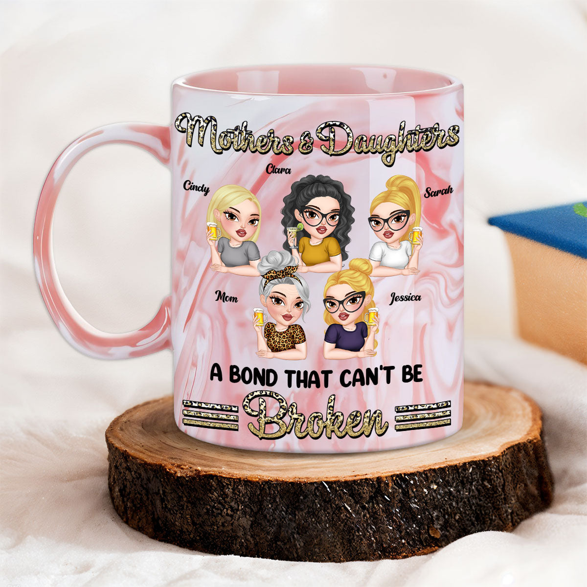 Unbreakable Bond - Personalized Custom Pink Marble Mug