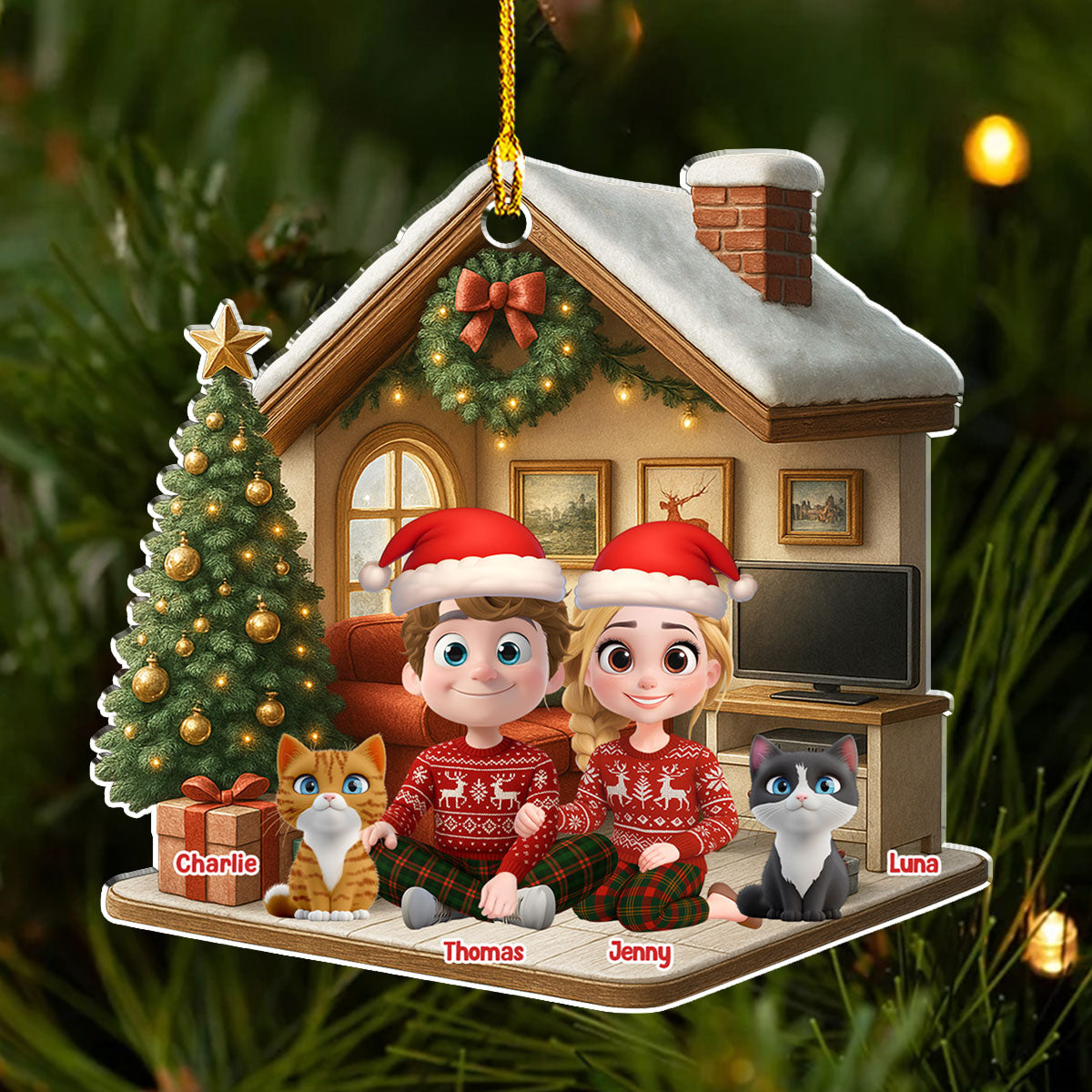 Under One Roof With Cats - Personalized Custom 3D Effect Acrylic Ornament