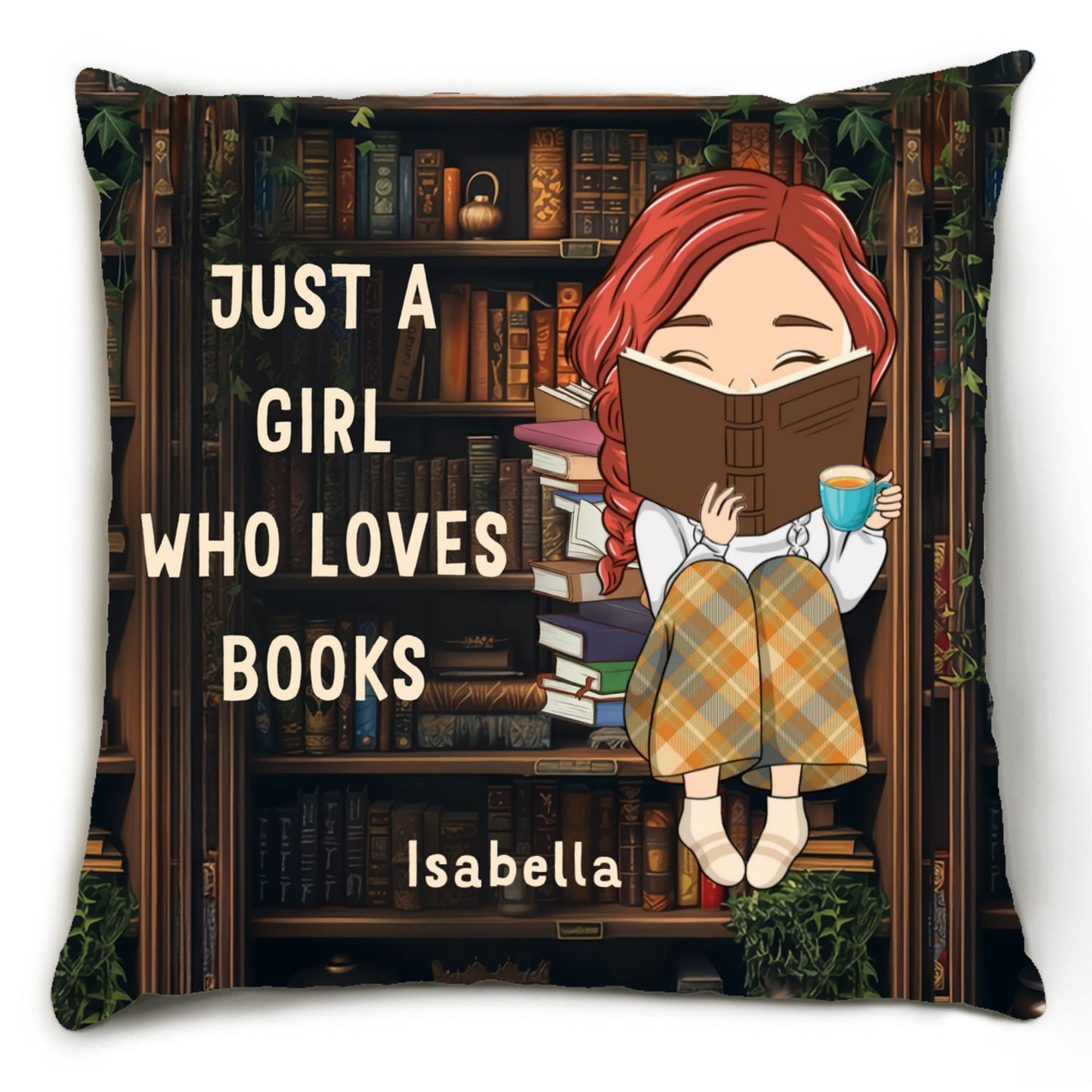 A Girl Obsessed With Books - Personalized Custom Throw Pillow