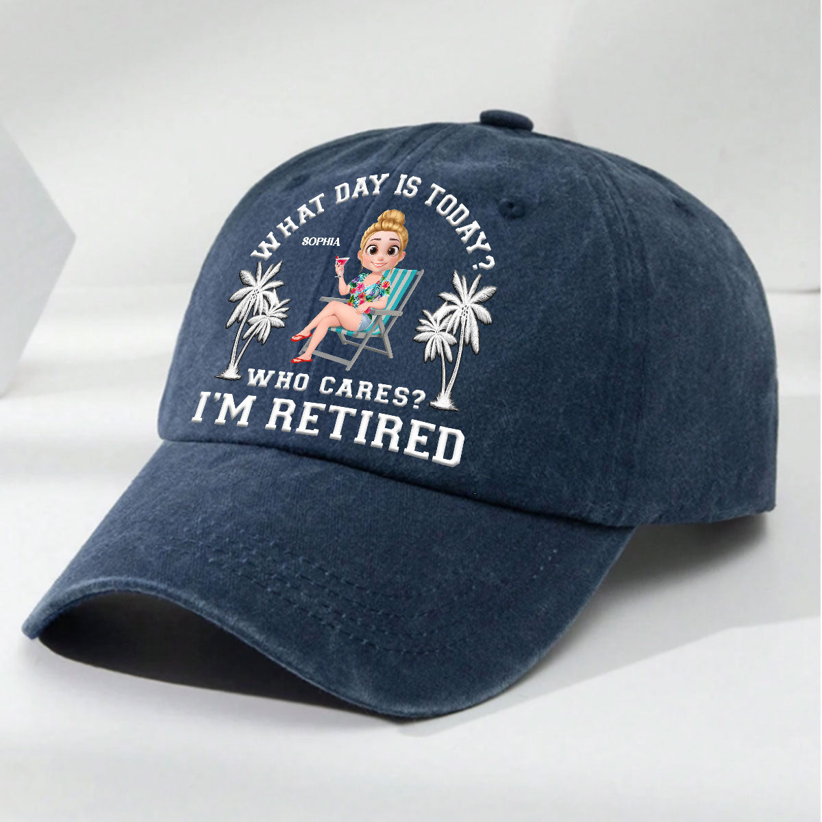 What Day Is Today - Personalized Custom Vintage Washed Denim Cap
