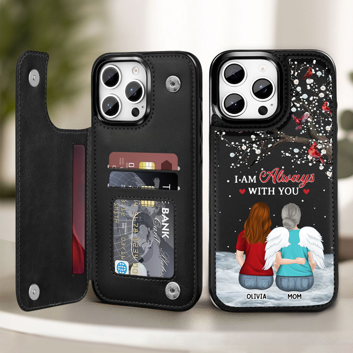I Am Always With You - Personalized Custom Leather Phone Case