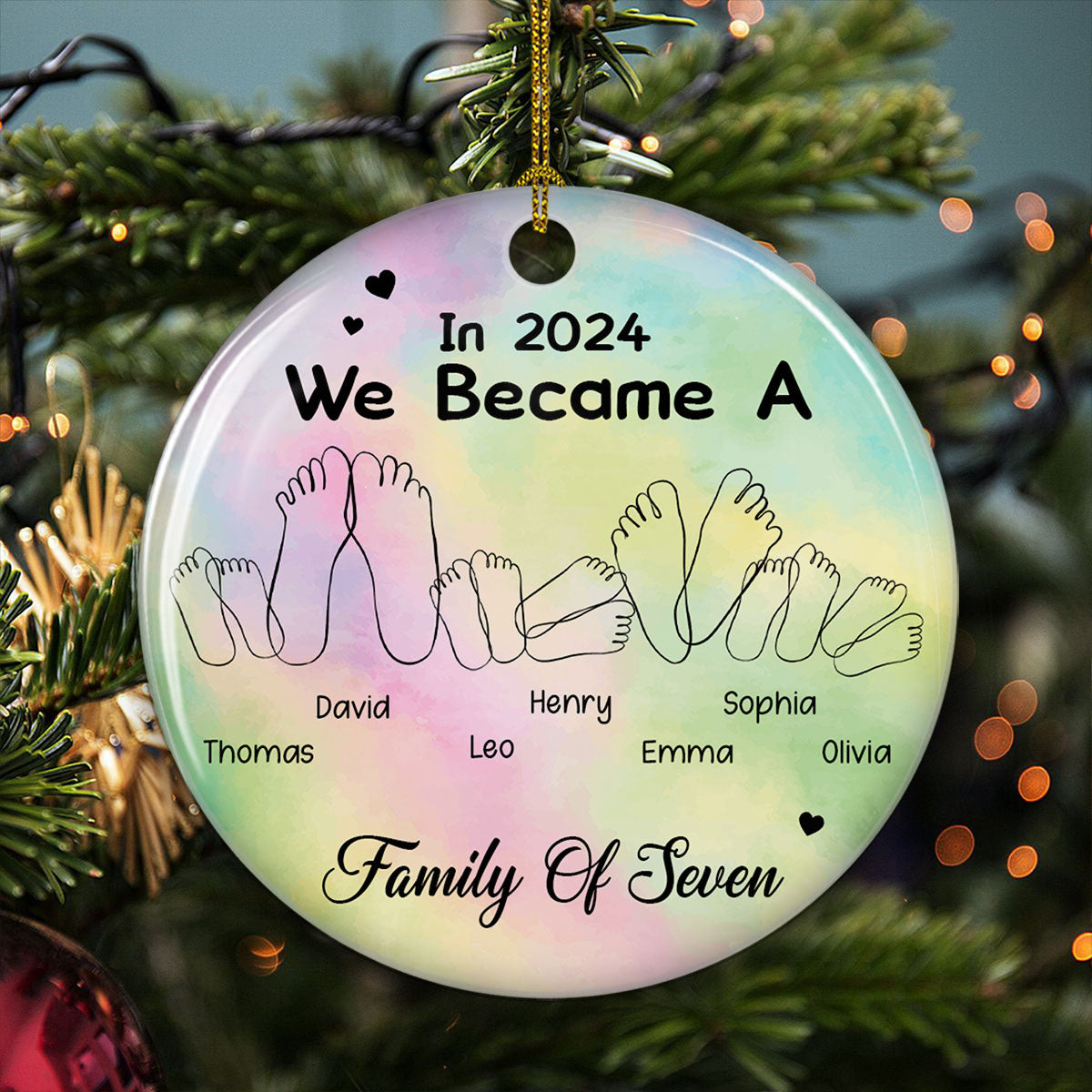 We Became A Family Of Three - Personalized Custom Ceramic Ornament