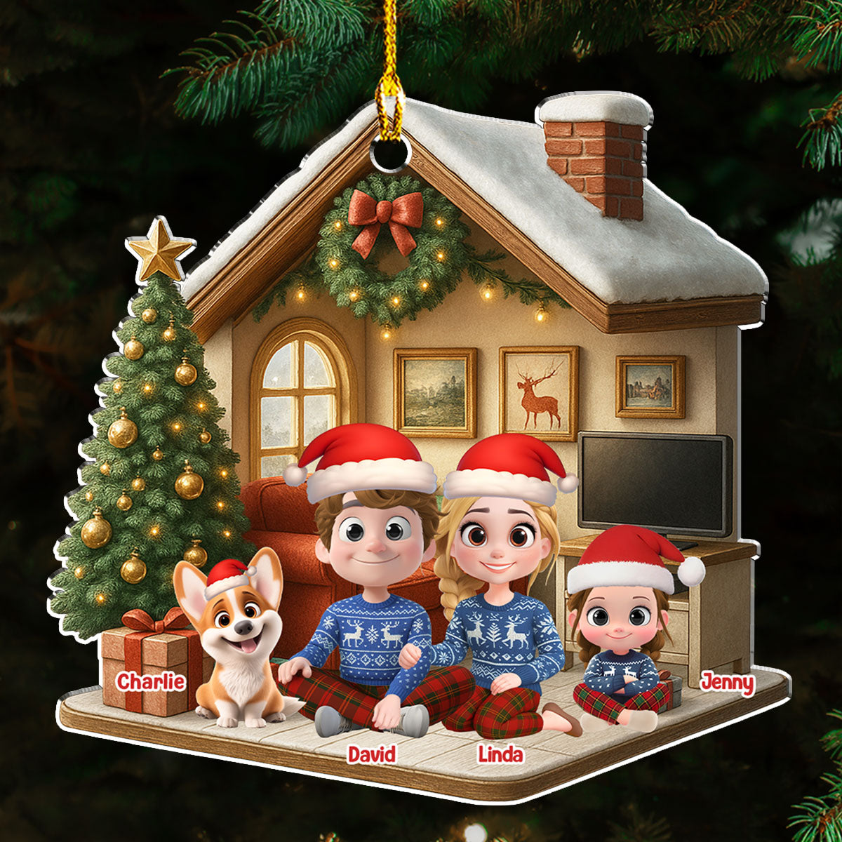 Under A Happy Roof - Personalized Custom 3D Effect Acrylic Ornament