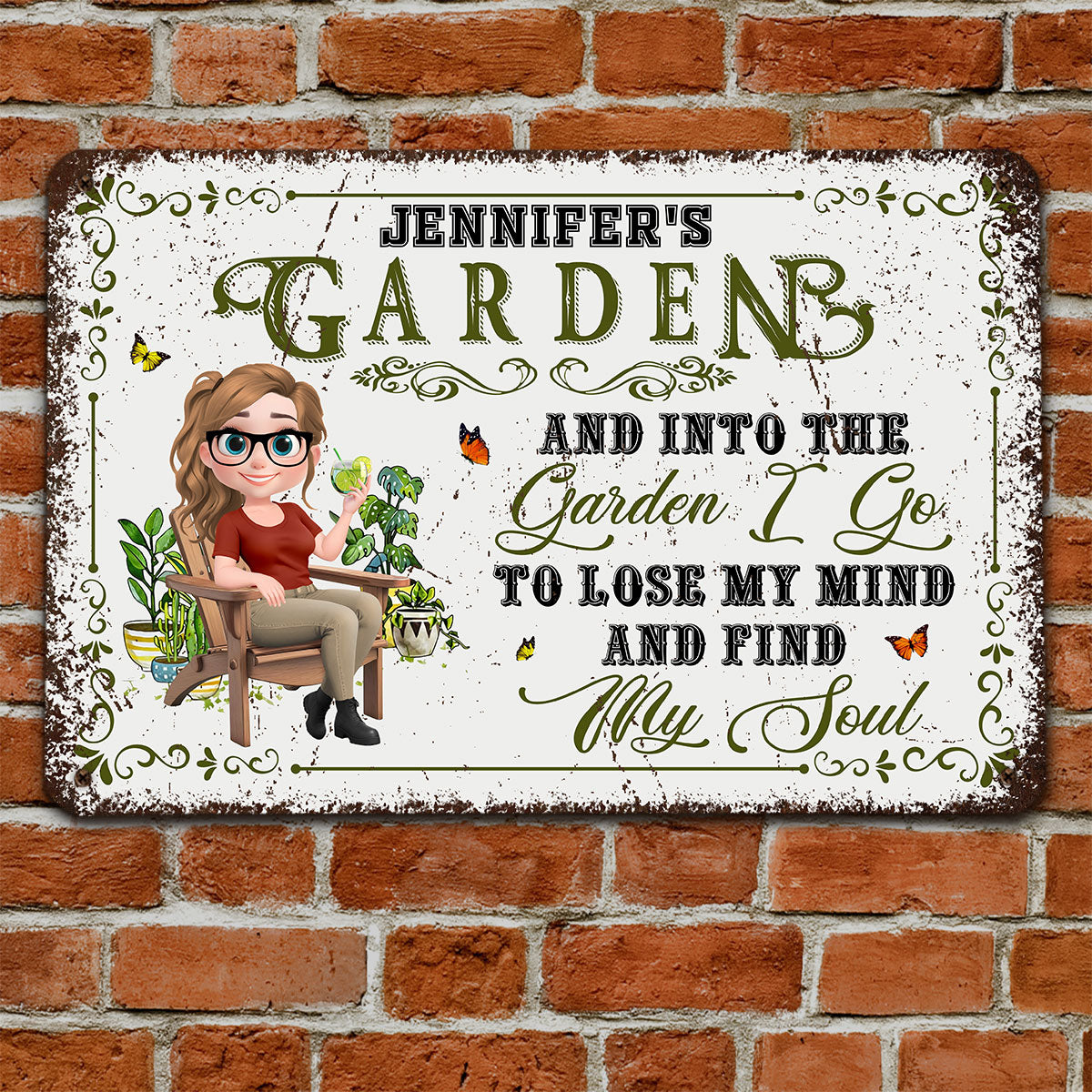 And Into The Garden I Go Gardening - Personalized Custom Metal Sign