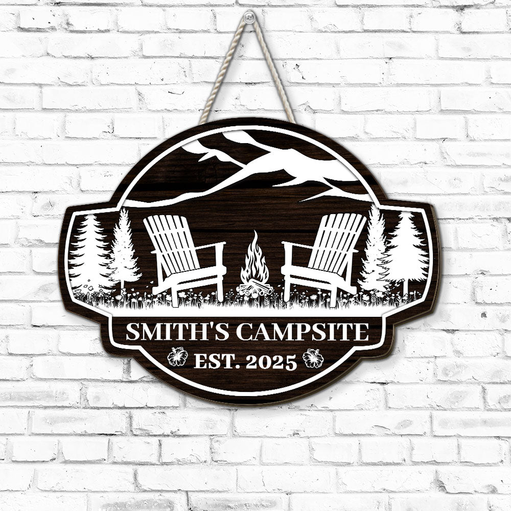 Family Campsite - Personalized Custom Wood Sign
