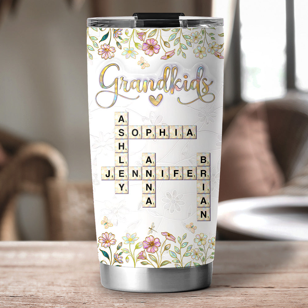 Love My Grandkids Crossword Mother Of Pearl - Personalized Custom 3D Inflated Effect Tumbler
