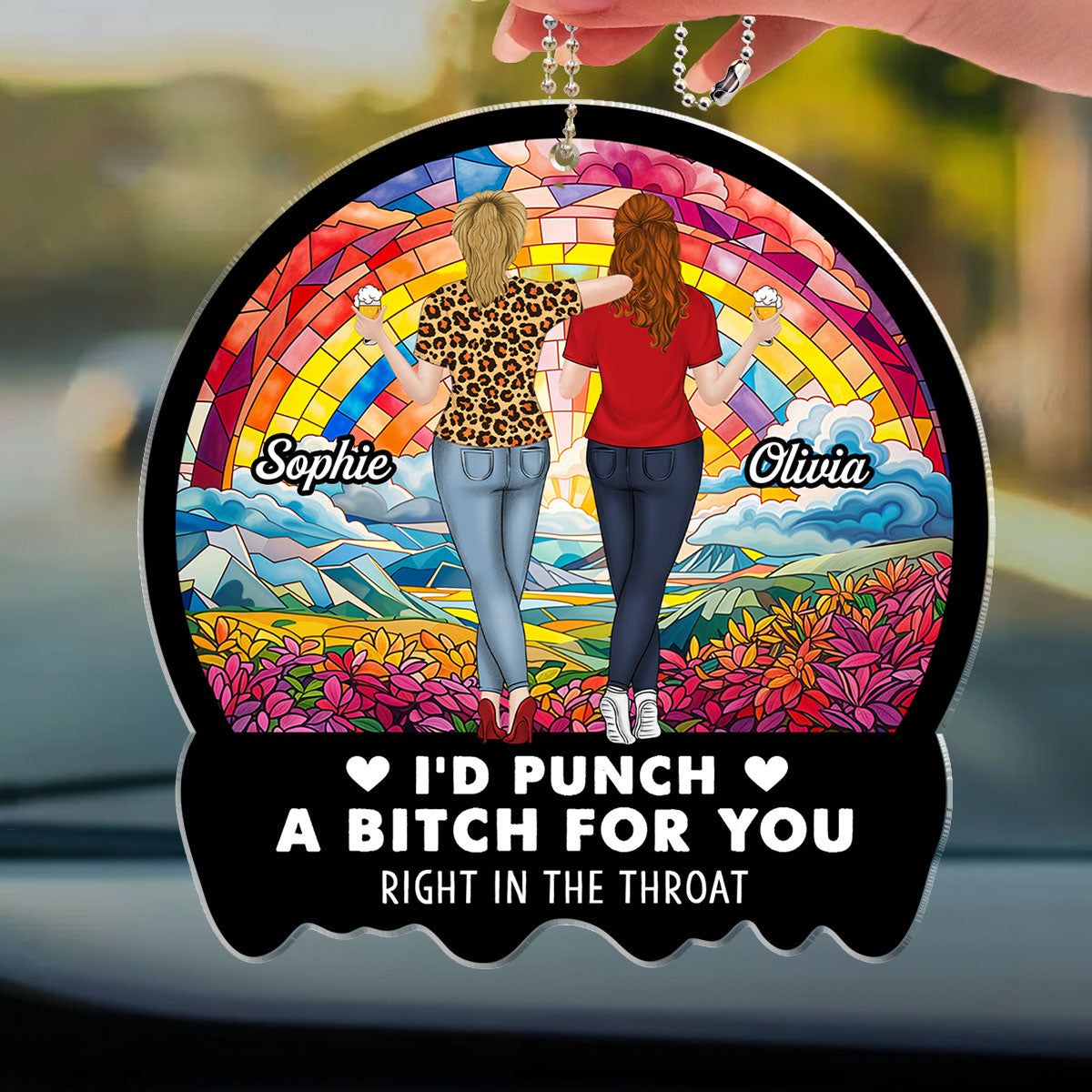 Punch Right In The Throat Bestie - Personalized Custom Car Ornament