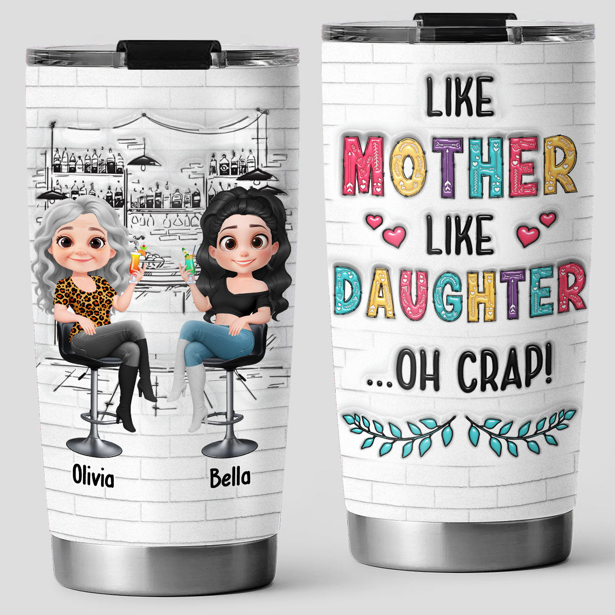I Love Cute Mom - Personalized Custom 3D Inflated Effect Tumbler