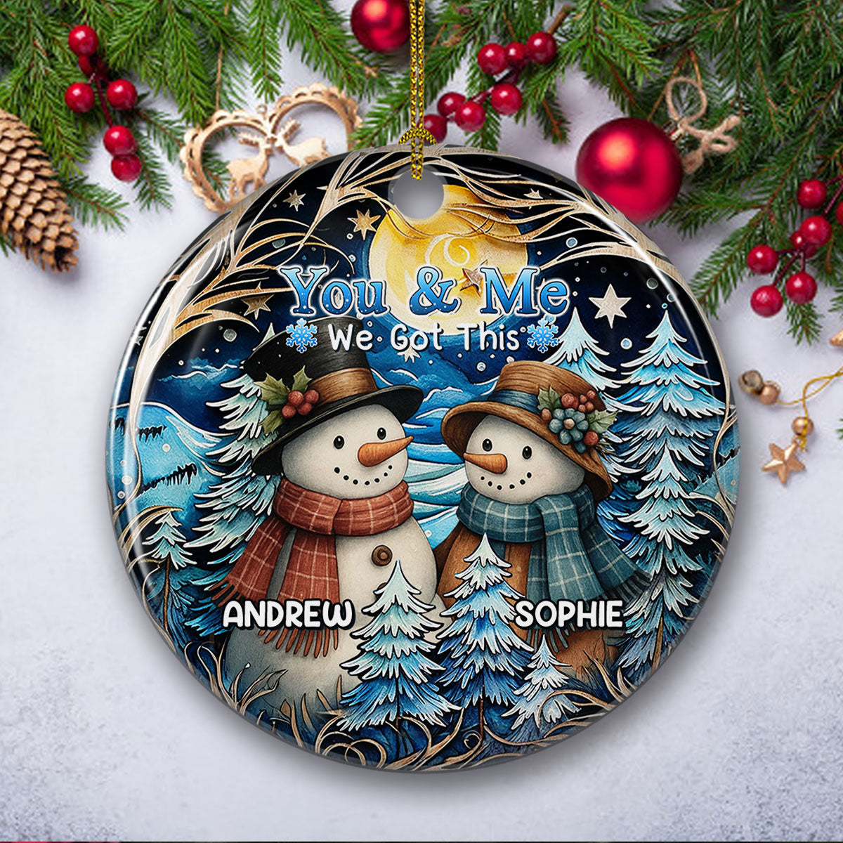 Timeless Winter Ornament - Personalized Custom Ceramic Ornament