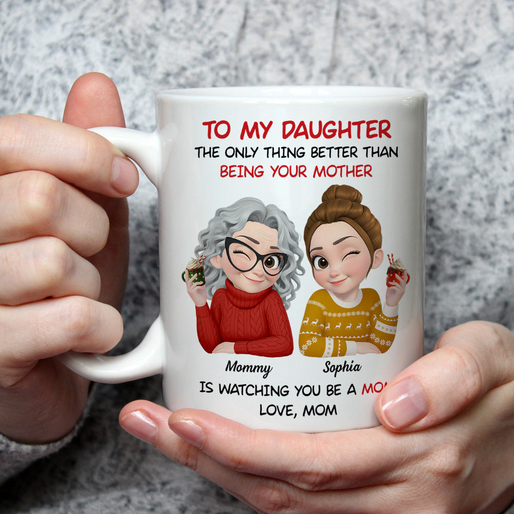 To My Daughter Cartoonize Christmas - Personalized Custom Coffee Mug