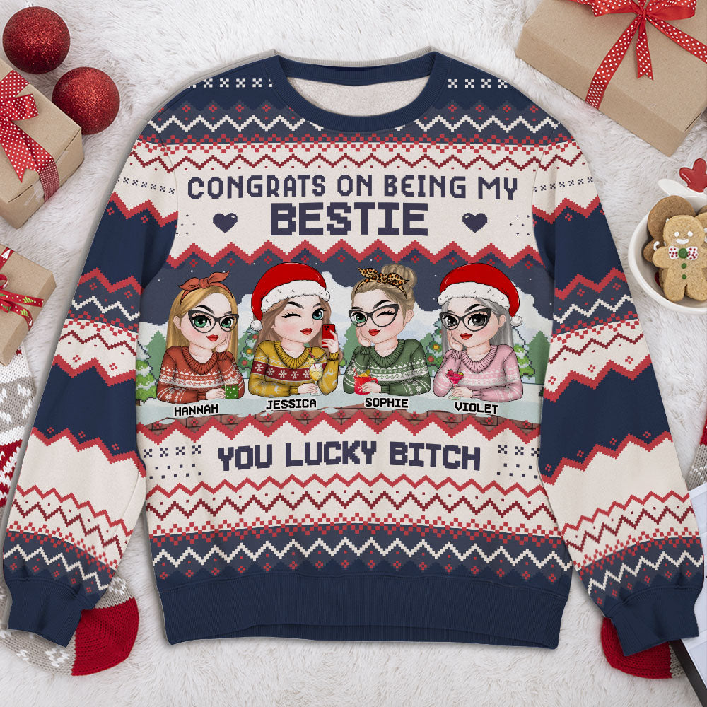 Congrats On Being My Bestie Version 2 - Personalized Custom All-Over-Print Sweatshirt