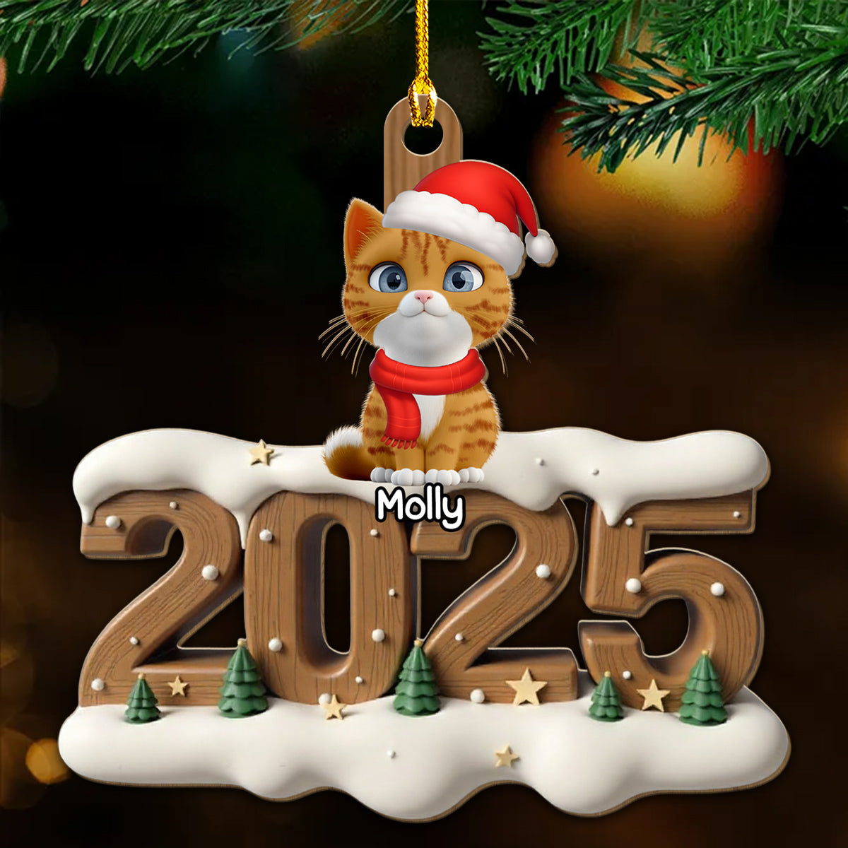 Only Cats This Year - Personalized Custom 3D Effect Wood Ornament