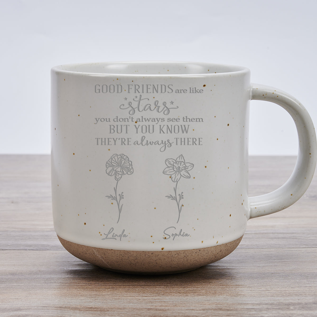 Friends Like Stars - Personalized Custom Engraved Pottery Mug