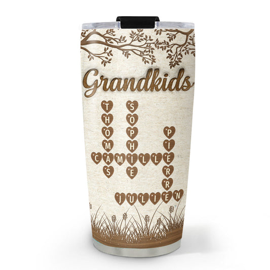 Grandkids Fill Life With Love Crossword - Personalized Custom 3D Inflated Effect Tumbler