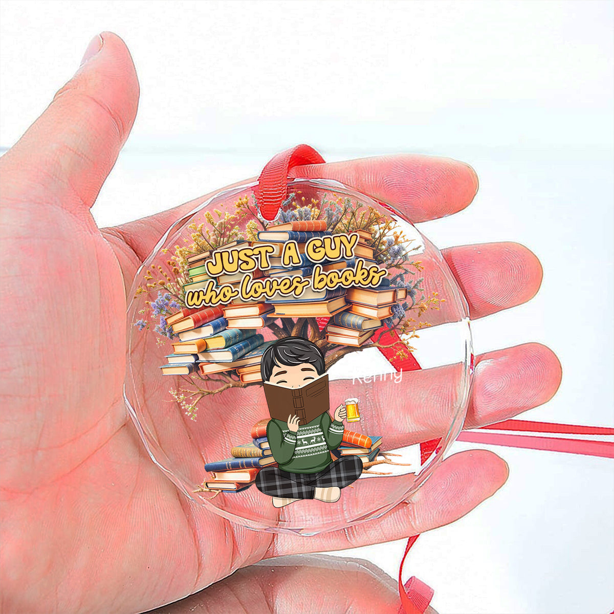 Just A Girl Who Loves Books - Personalized Custom Glass Ornament