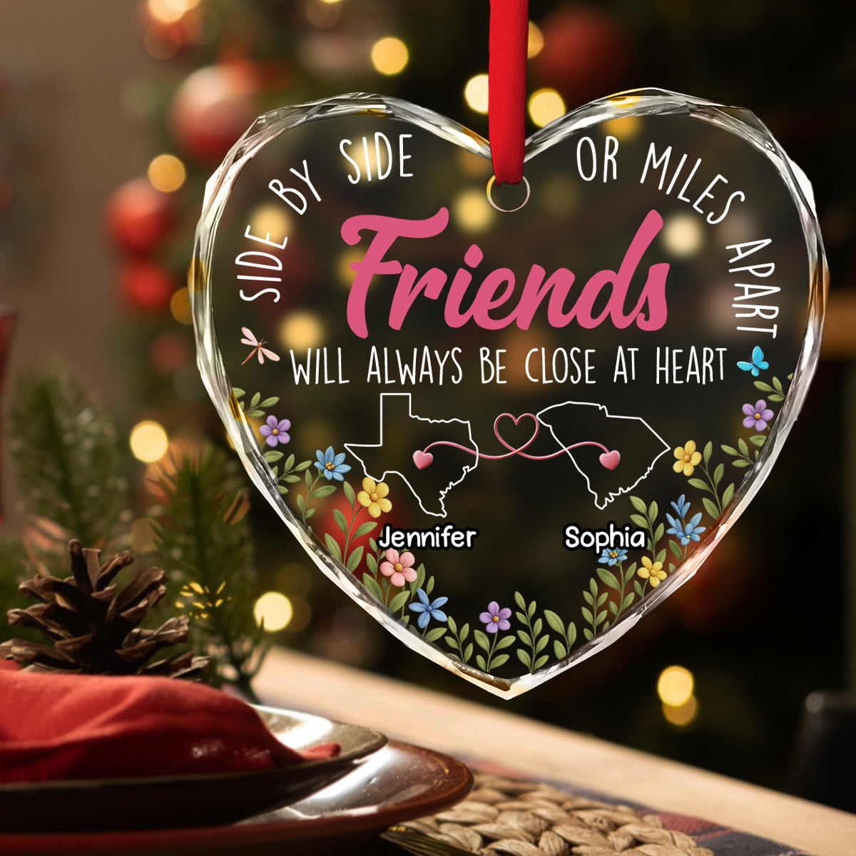 Heart By Heart - Personalized Custom Glass Ornament